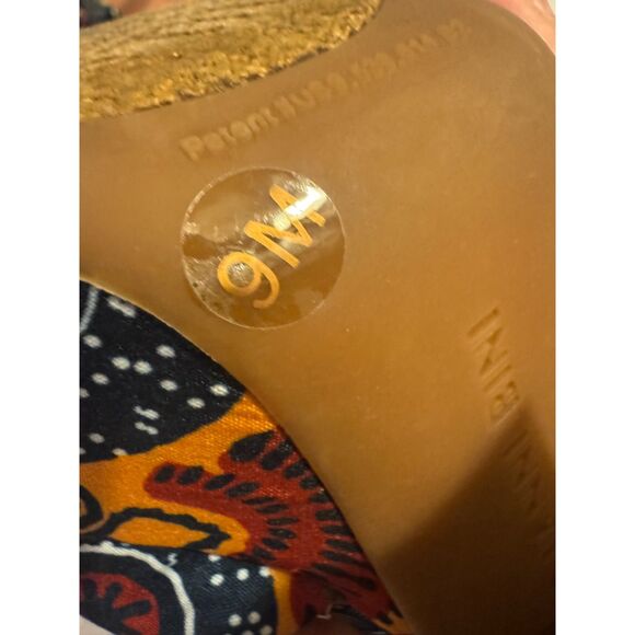 GIANNI BINI sz9 Platform Shoes Blue Red Canvas Retro Block Heel Ankle Strap Sexy - Picture 6 of 16